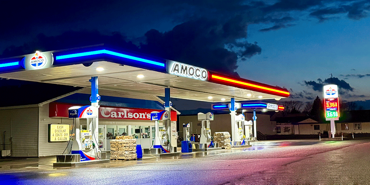 carlson amoco at night